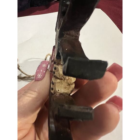 Lori Miller Collection Whispering Pines Folk Art Santa Clause On Moose - Picture 7 of 8